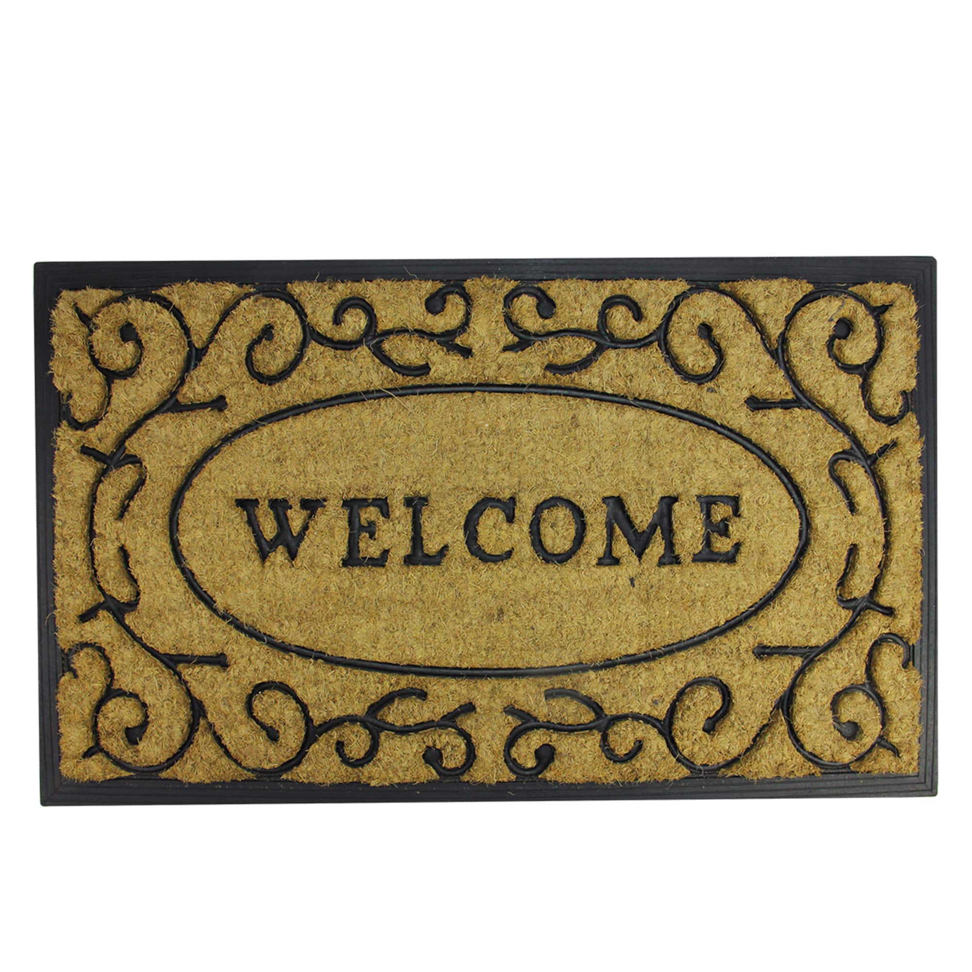 "Welcome" Rubber & Coir Outdoor Rectangular Door Mat, 29.5" x 18"